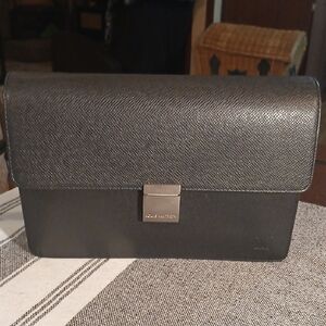 AUTHENTIC LOUIS VUITTON TAIGA SELENGA CLUTCH HAND BAG BLACK LEATHER